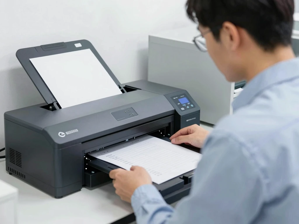 Technician operating a professional document scanner