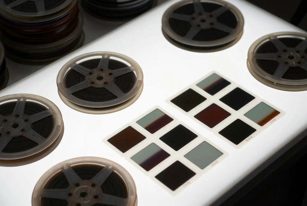 Film reels and photographic slides ready for digitization
